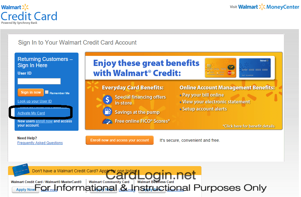 Activate Walmart Credit Card