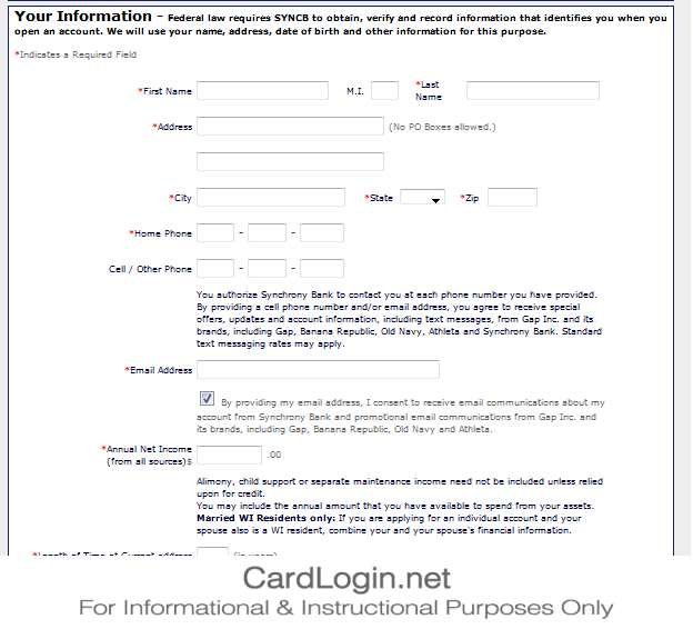 Gap Credit Card - Information Needed to Apply