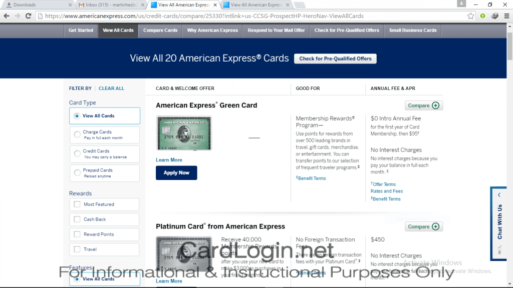 Amerian Express - Choose a Credit Card