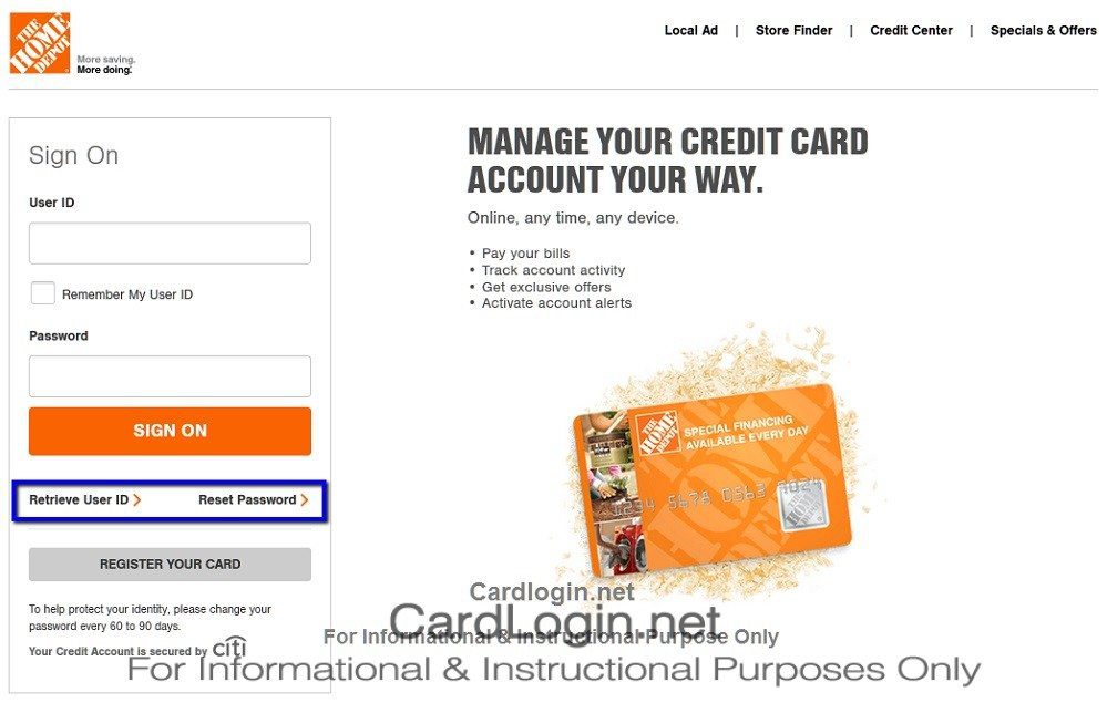Home_Depot_Consumer_Credit_Card_ID_Password_reset_menu