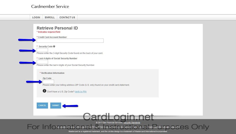 Forgot Your Atlantic Stewardship Visa® Platinum Credit Card User ID Or Password Step 1