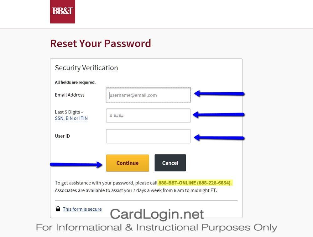Forgot_Your_BB&T_Bright_Visa_Credit_Card_User_ID_Or_Password