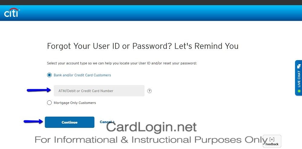 Forgot_Your_Citi®_Diamond_Preferred®_Card_User_ID_Or_Password