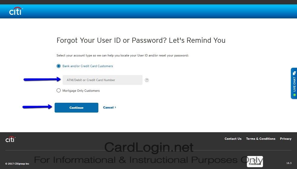 Forgot_Your_Citi ThankYou® Premier Card_User_ID_Or_Password