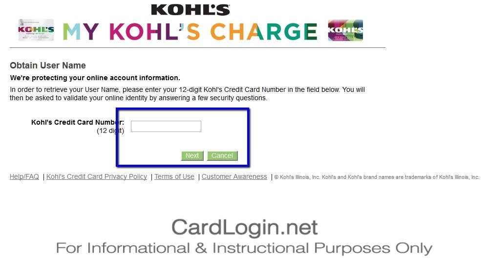 Forgot_Your_Kohl's_Charge_Credit_Card_User_ID_Or_Password_Step_1