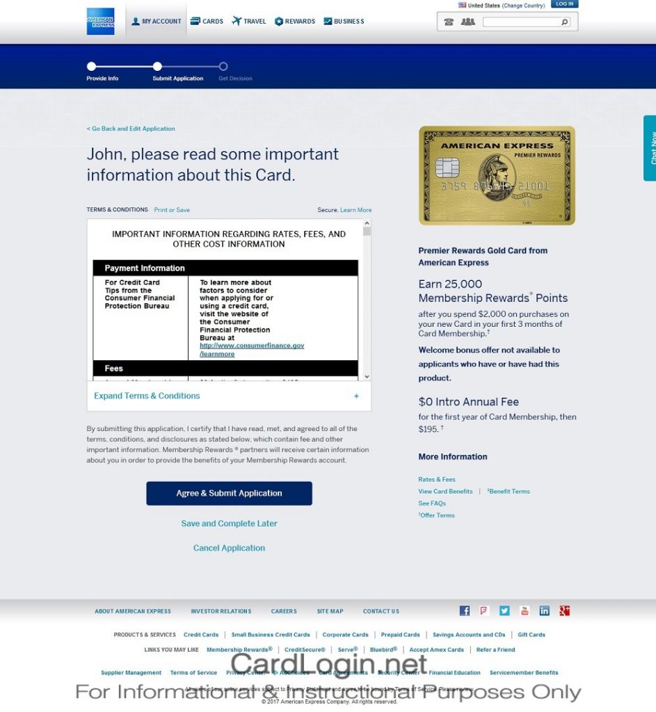 How To Apply For Amex Premier Rewards Gold Credit Card Step 2