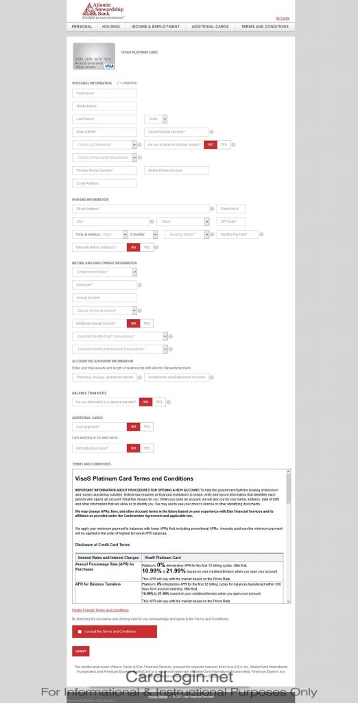 How To Apply For Atlantic Stewardship Visa® Platinum Credit Card