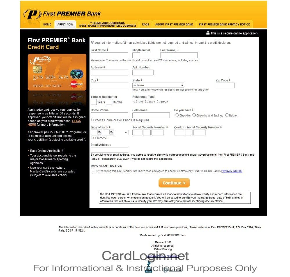 How To Apply For First Premier Credit Card
