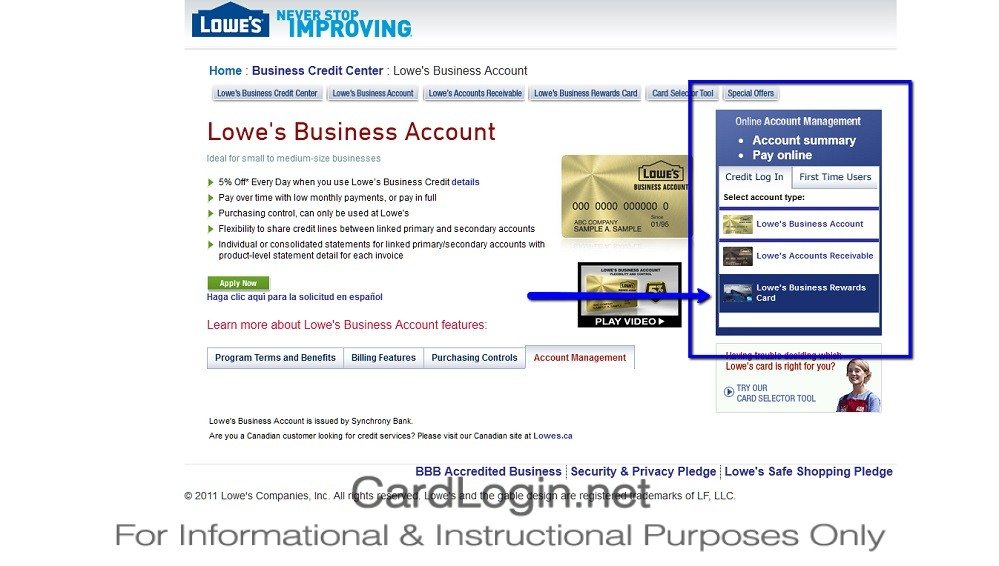 Lowe’s_Business_Rewards_Credit_Card_Login_Step_1